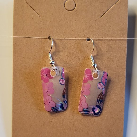 Hand Made By J Rae Floral and Butterfly Earrings.  Style E1030 - Picture 6 of 9